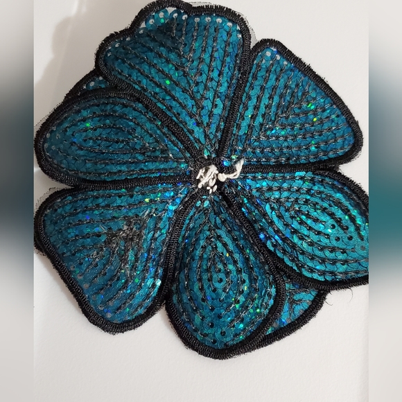 3D hibiscus beaded applique flower sew on iron on patch sequins tropical - Picture 12 of 13